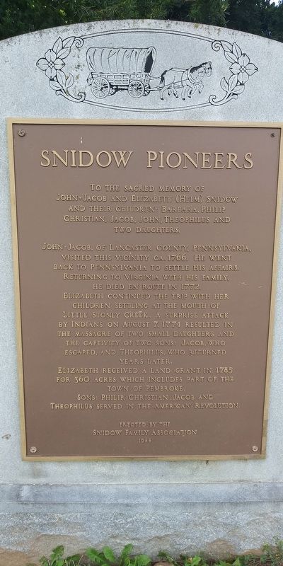Snidow Pioneers Marker image. Click for full size.