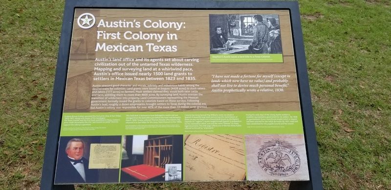 Austin's Colony: First Colony in Mexican Texas Marker image. Click for full size.