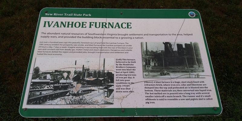 Ivanhoe Furnace Marker. Click for full size. Ivanhoe Furnace Marker image. Click for full size.