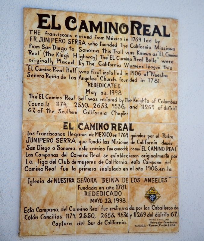 El Camino Real Marker. Click for full size. El Camino Real Marker image. Click for full size.