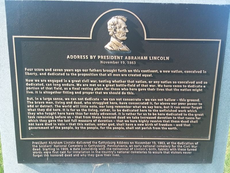 Address by President Lincoln. Click for full size. Address by President Lincoln image. Click for full size.