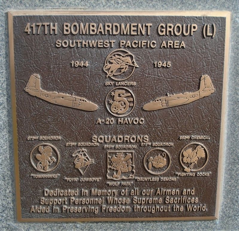 417th Bombardment Group (L) Marker image. Click for full size.
