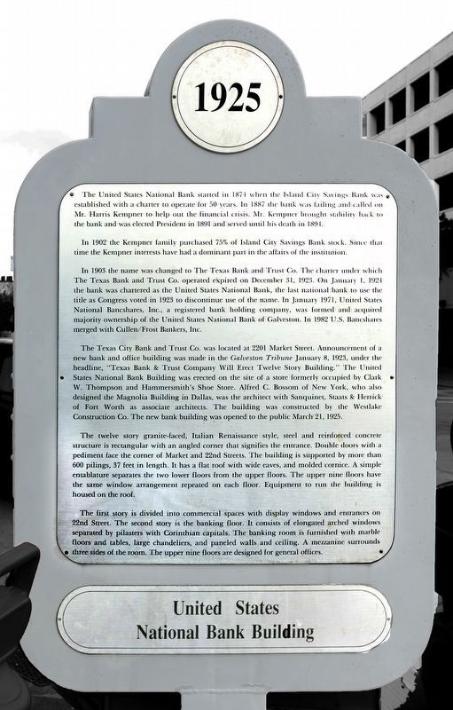 United States National Bank Building Marker image. Click for full size.