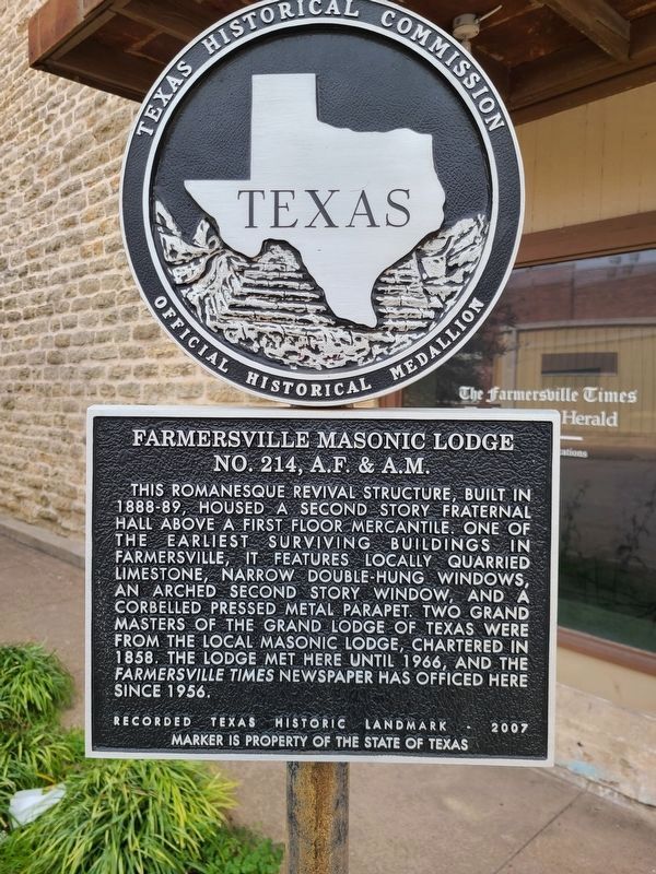 Farmersville Masonic Lodge Marker image. Click for full size.
