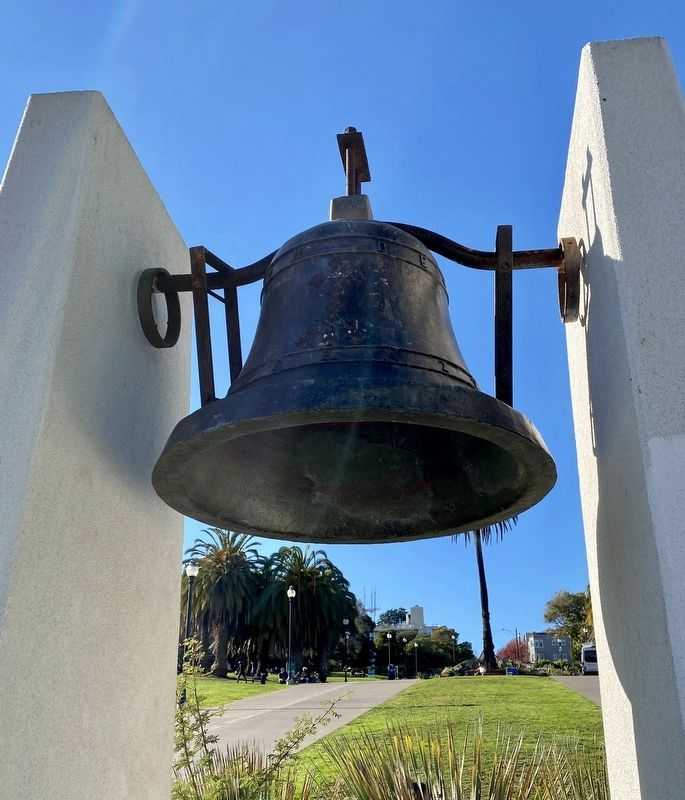 Mexico's Liberty Bell (A Replica) - hanging directly above the marker image. Click for full size.