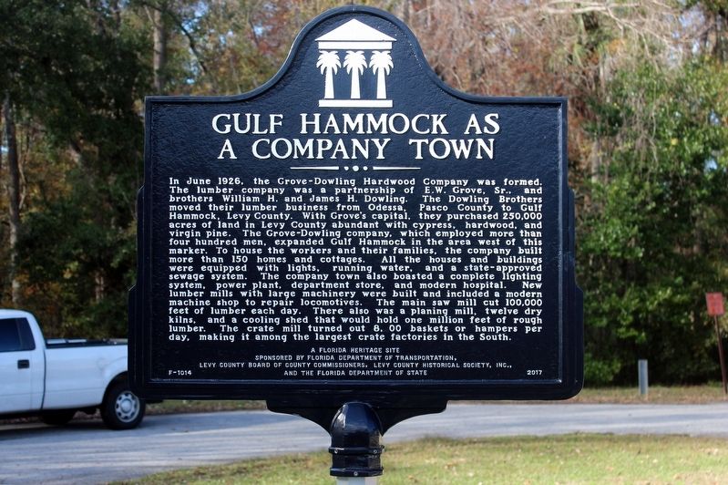 Gulf Hammock as a Company Town Marker Side of Marker. Click for full size. Gulf Hammock as a Company Town Marker Side of Marker image. Click for full size.
