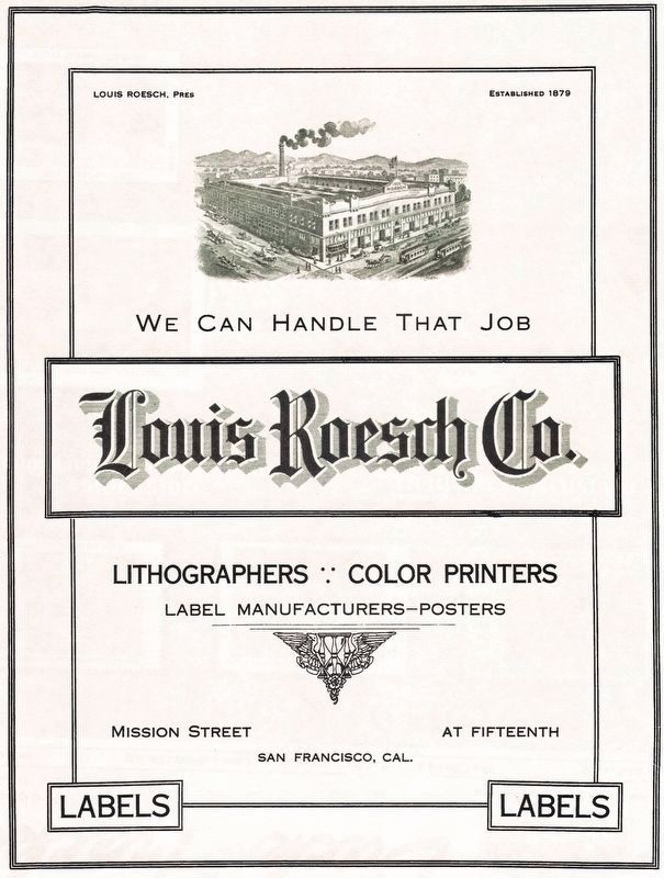 Louis Roesch Advertisement <i>(click on photo to enlarge)</i> image. Click for full size.