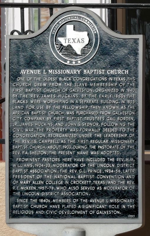 Avenue L Missionary Baptist Church Marker image. Click for full size.