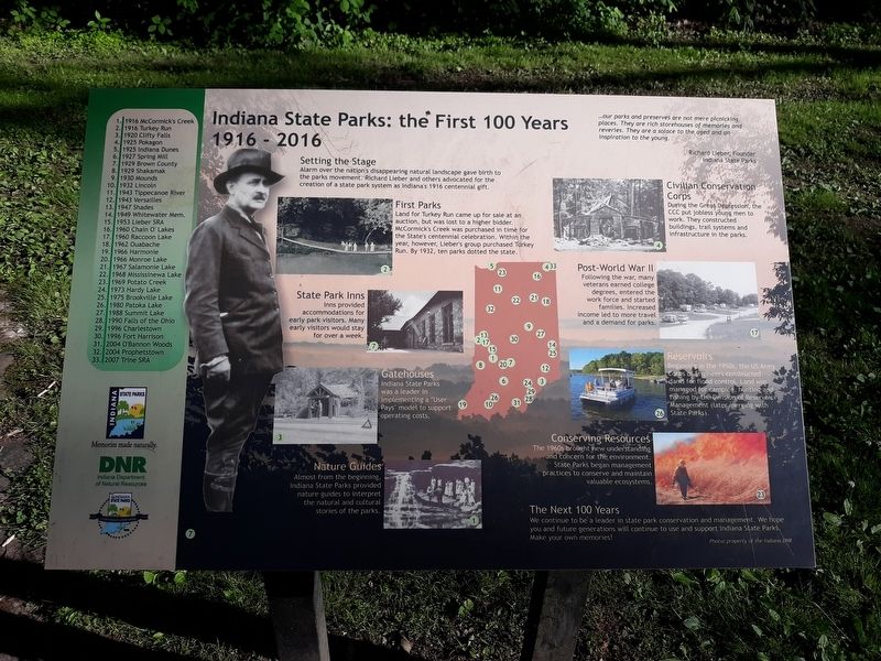 Indiana State Parks Marker image. Click for full size.