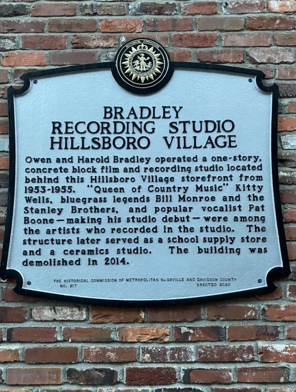 Bradley Recording Studio Hillsboro Village. Click for full size. Bradley Recording Studio Hillsboro Village image. Click for full size.