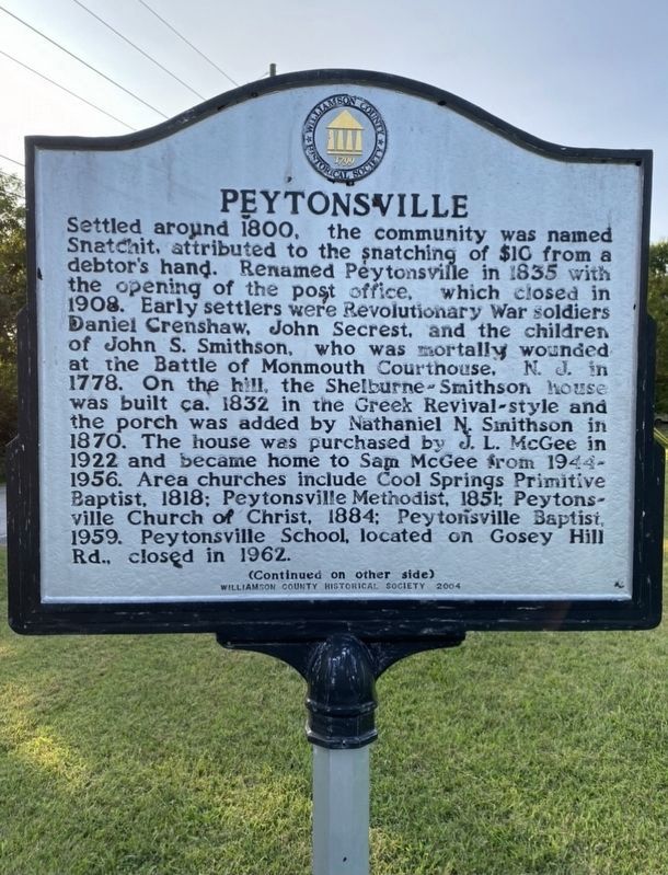 Peytonsville Marker. Click for full size. Peytonsville Marker image. Click for full size.