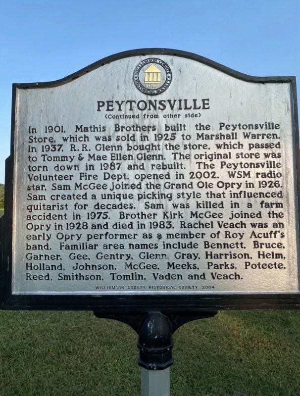 Peytonsville Marker. Click for full size. Peytonsville Marker image. Click for full size.