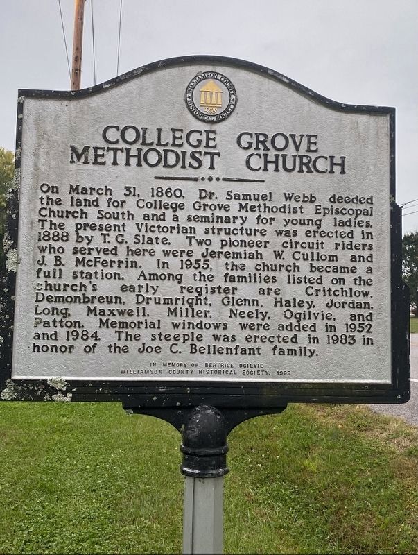 College Grove Methodist Church Marker image. Click for full size.