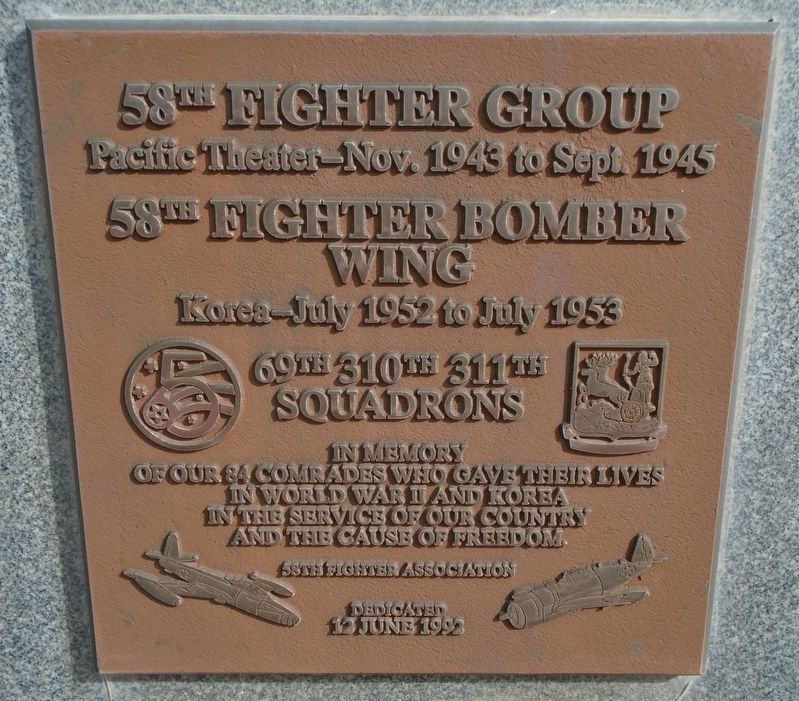 58<sup>th</sup> Fighter Group/Fighter Bomber Wing Marker image. Click for full size.