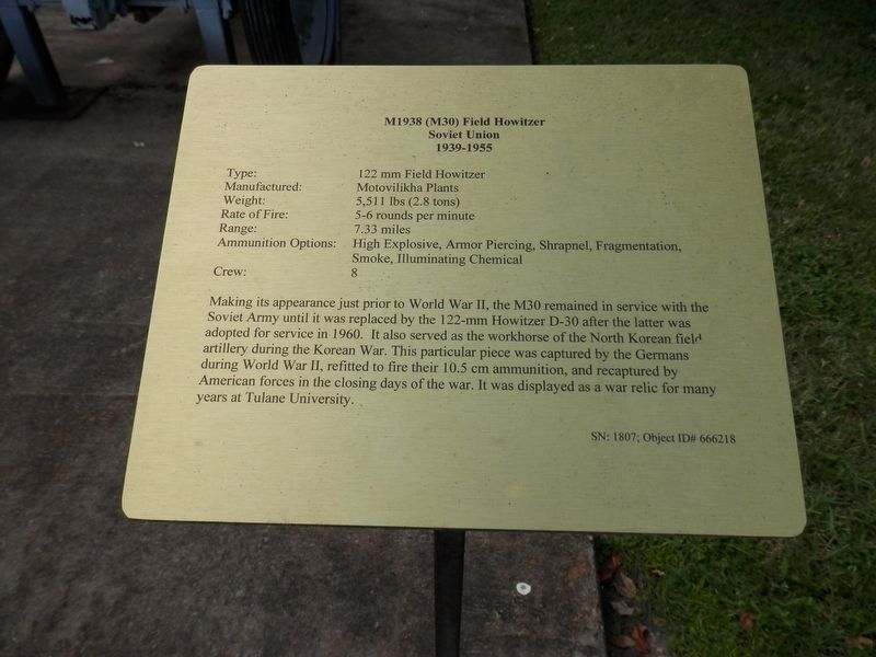 M1938 (M30) Field Howitzer Marker. Click for full size. M1938 (M30) Field Howitzer Marker image. Click for full size.