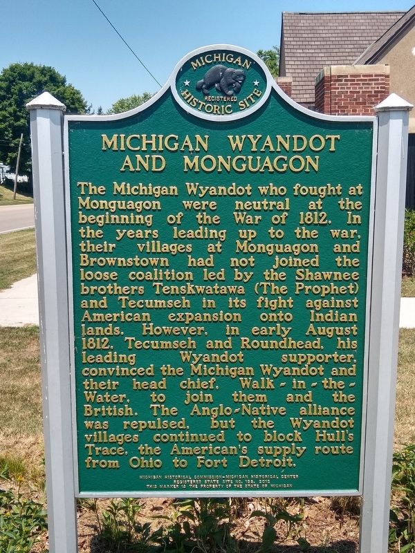 Michigan Wyandot and Monguagon / Battle of Monguagon Marker image. Click for full size.