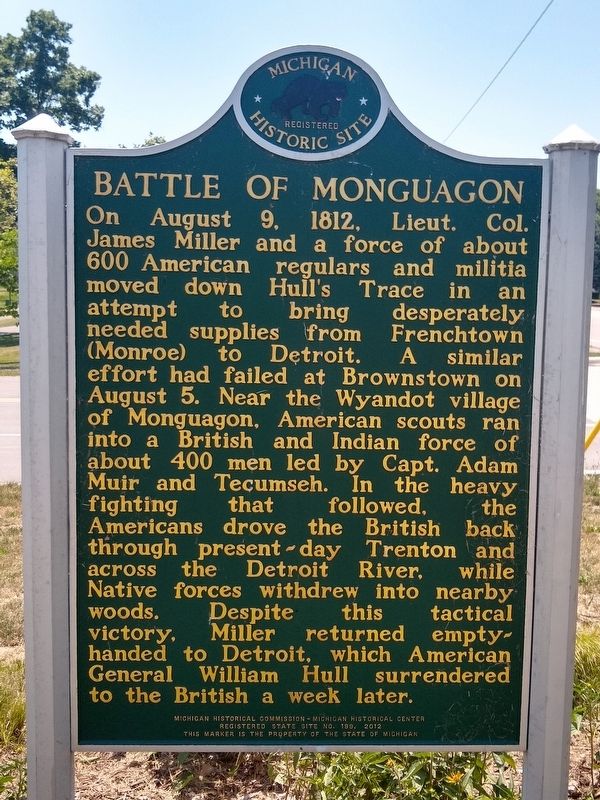 Michigan Wyandot and Monguagon / Battle of Monguagon Marker image. Click for full size.