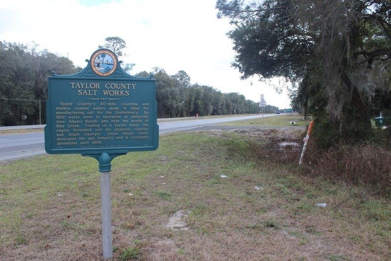 Taylor County Salt Works Marker looking south on US 19/Alt 27/98 image. Click for full size.