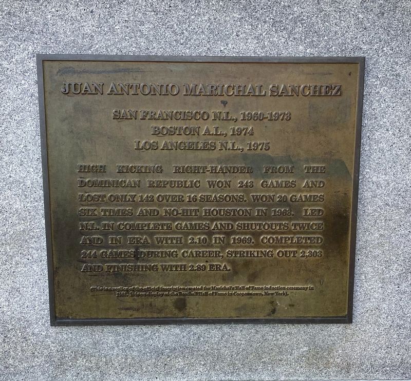 Juan Antonio Marichal Sanchez Marker - main panel image. Click for full size.