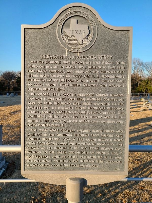 Pleasant Grove cemetery Marker image. Click for full size.
