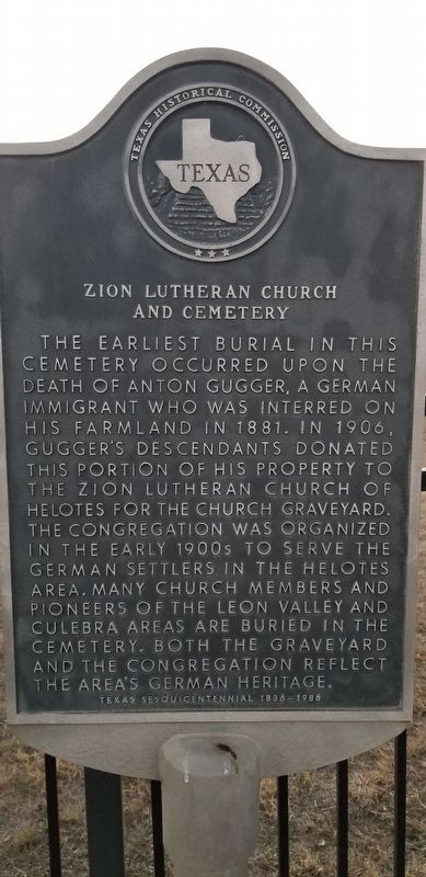 Zion Lutheran Church and Cemetery Marker. Click for full size. Zion Lutheran Church and Cemetery Marker image. Click for full size.