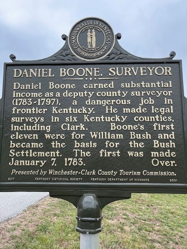 Daniel Boone, Surveyor side of the marker image. Click for full size.