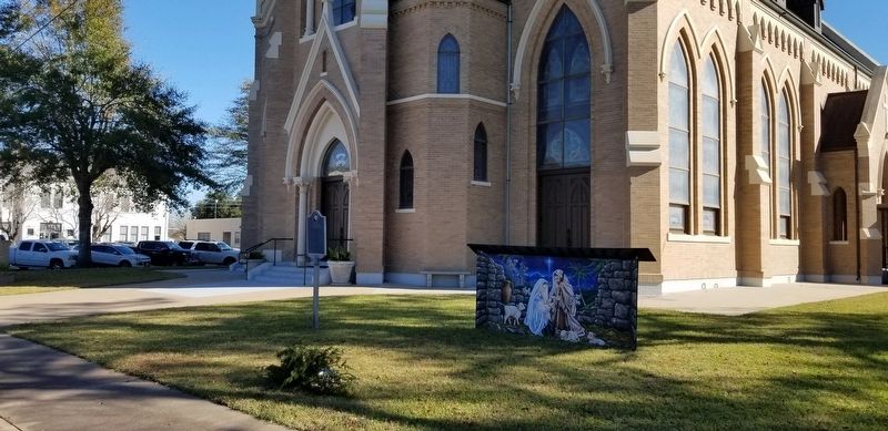 The front of the St. Michaels Catholic Church with the Marker. image. Click for full size.