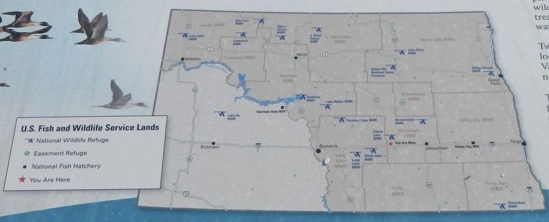 The National Wildlife Refuge System in North Dakota Marker, map detail image. Click for full size.