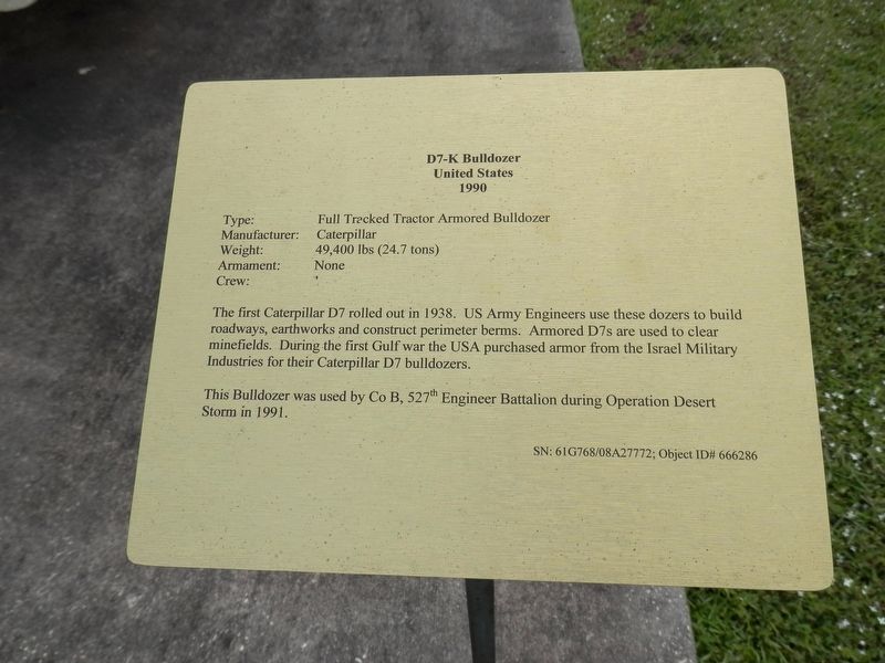 D7-K Bulldozer Marker. Click for full size. D7-K Bulldozer Marker image. Click for full size.