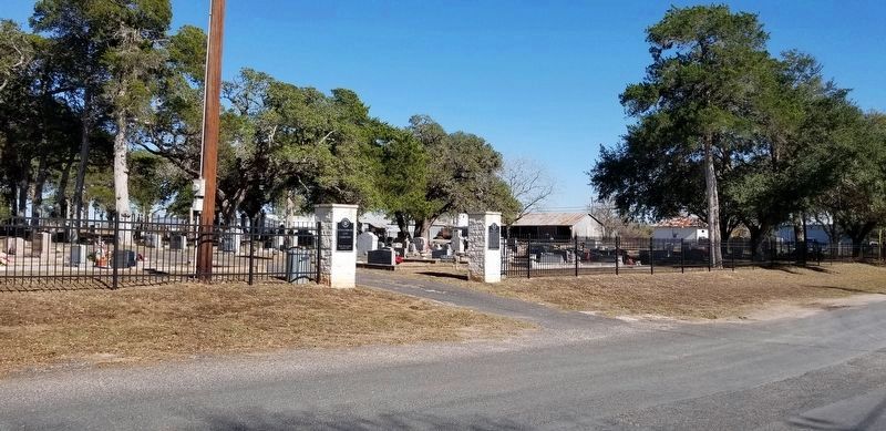 Schulenburg City Cemetery Marker is on the right of the two markers. Click for full size. Schulenburg City Cemetery Marker is on the right of the two markers image. Click for full size.