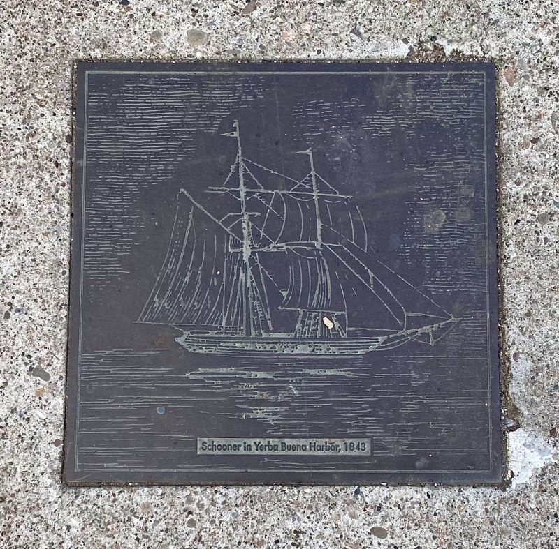 Spear Street Marker, center left plaque image. Click for full size.