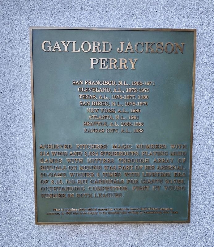 Gaylord Perry Marker image. Click for full size.