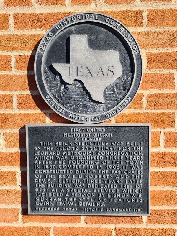 First United Methodist Church of Leonard Marker image. Click for full size.