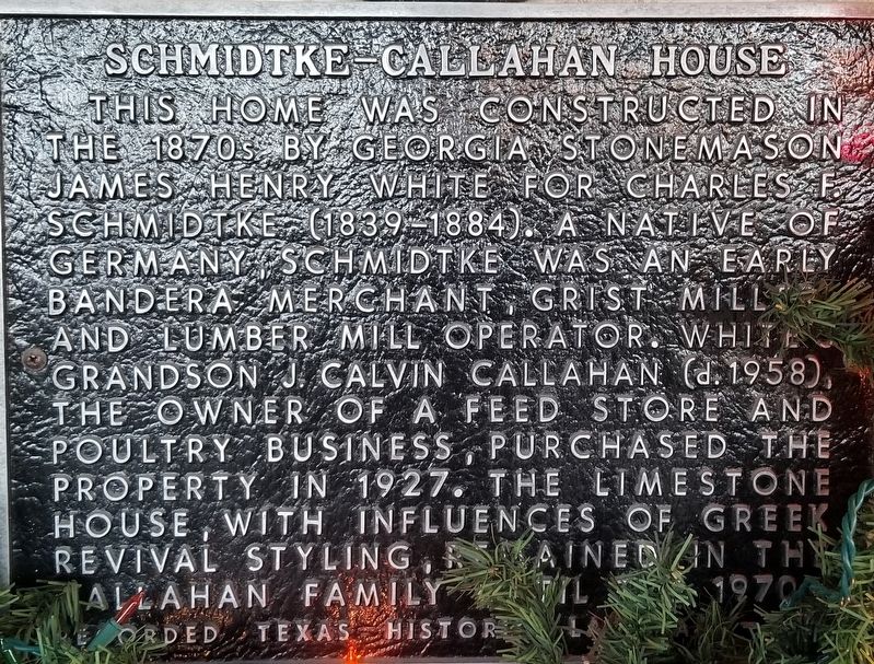 Schmidtke-Callahan House Marker image. Click for full size.