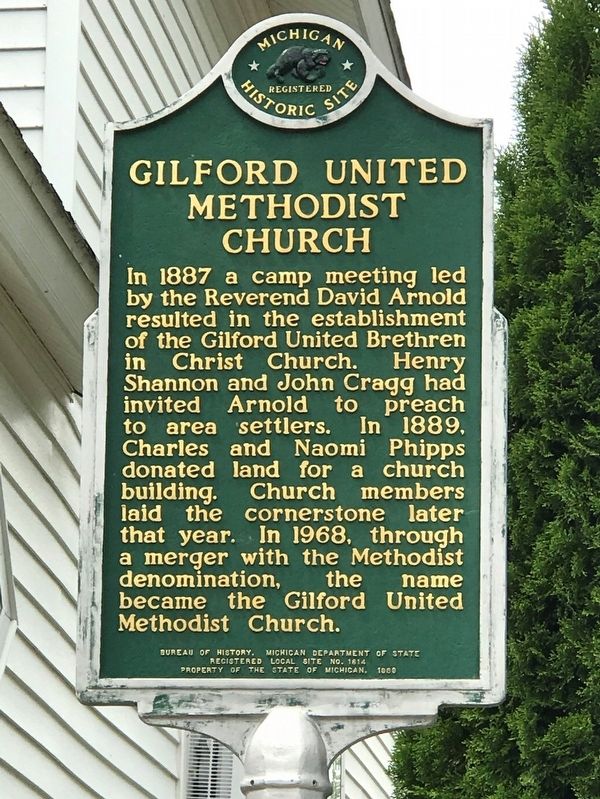 Gilford United Methodist Church Marker. Click for full size. Gilford United Methodist Church Marker image. Click for full size.