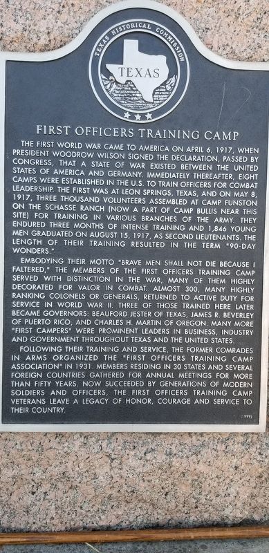 First Officers Training Camp Marker image. Click for full size.