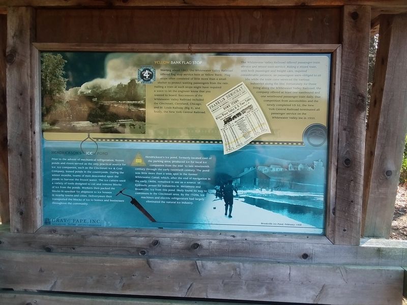 Yellow Bank Flag Stop / Hendrickson's Ice Pond Marker. Click for full size. Yellow Bank Flag Stop / Hendrickson's Ice Pond Marker image. Click for full size.