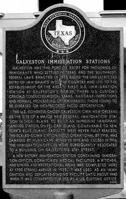 Galveston Immigration Stations Marker image. Click for full size.