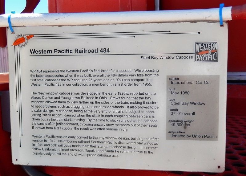 Western Pacific Railroad 484 Marker. Click for full size. Western Pacific Railroad 484 Marker image. Click for full size.