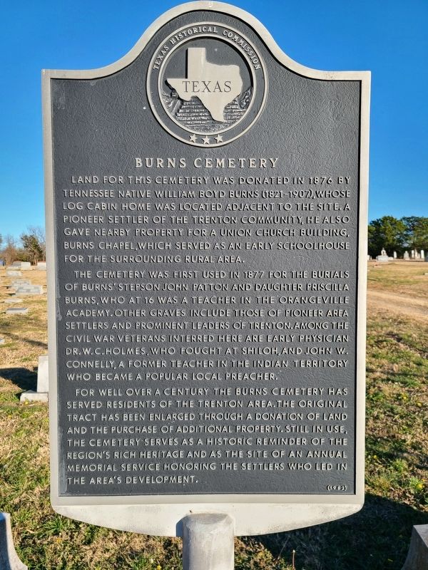 Burns Cemetery Marker image. Click for full size.