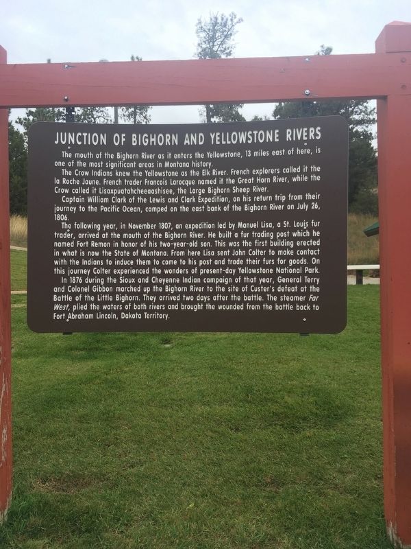 Junction of Bighorn and Yellowstone Rivers Marker image. Click for full size.