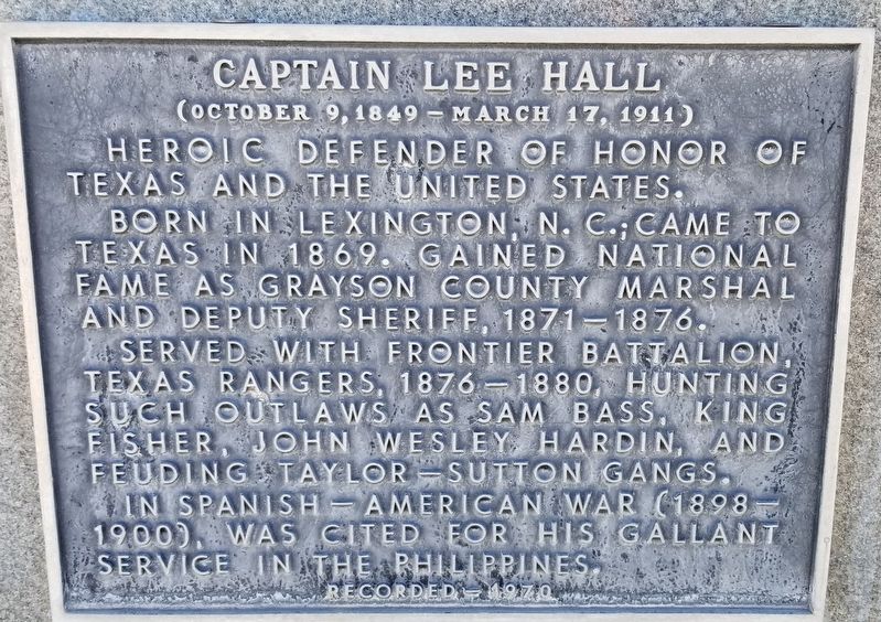 Captain Lee Hall Marker image. Click for full size.