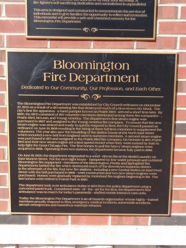 Bloomington Fire Department Marker image. Click for full size.