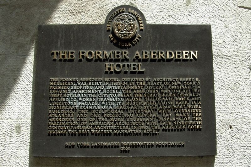 The Former Aberdeen Hotel plaque image. Click for full size.