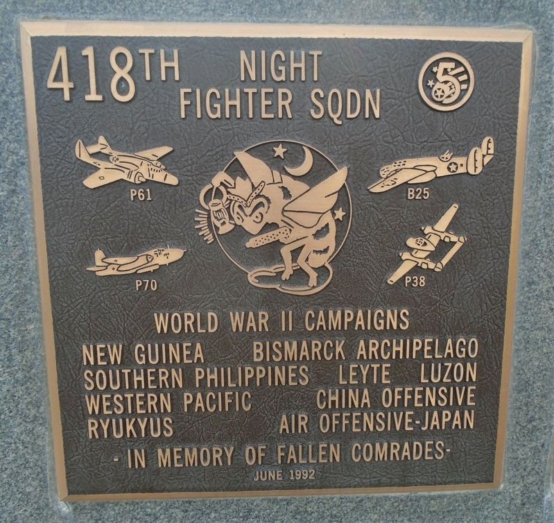 418<sup>th</sup> Night Fighter Squadron Marker image. Click for full size.