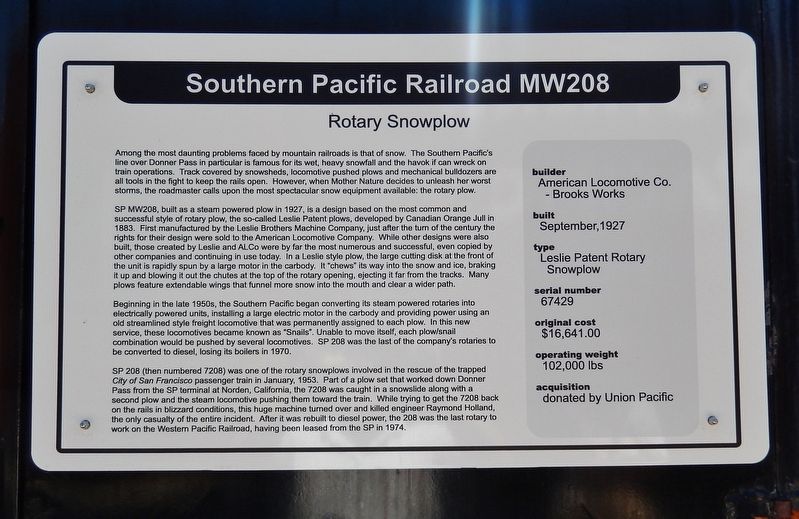 Southern Pacific Railroad MW208 Marker image. Click for full size.