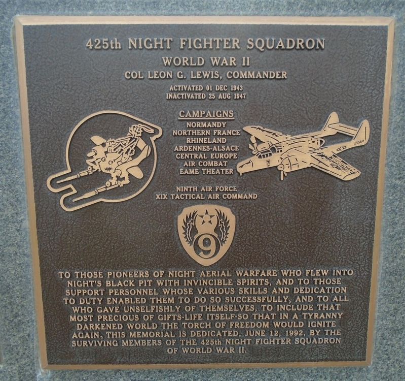 425th Night Fighter Squadron Marker image. Click for full size.