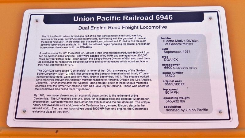 Union Pacific Railroad 6946 Marker image. Click for full size.