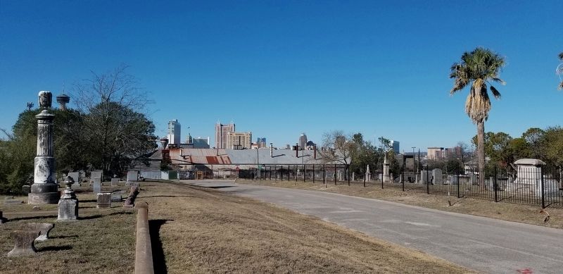 The Marker is located in the Odd Fellows Cemetery on the north side of the road. image. Click for full size.