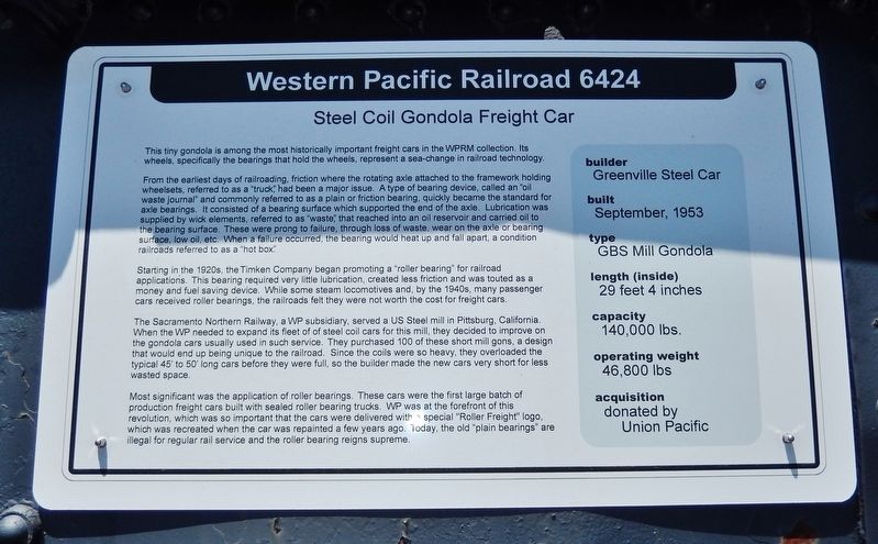 Western Pacific Railroad 6424 Marker image. Click for full size.